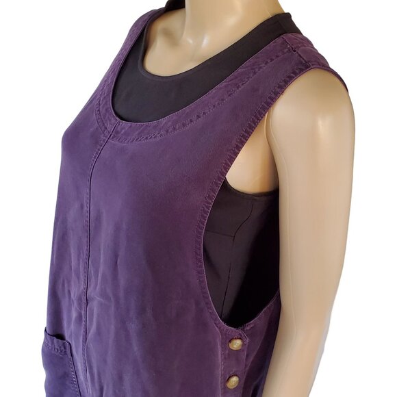 Talbots Y2K Women's XL Purple Jumper Dress Maxi Side Button Pocket Roomy Casual - Picture 4 of 12